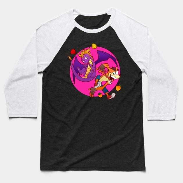 Purple Dragon and Orange Demon Baseball T-Shirt by NeM.DG